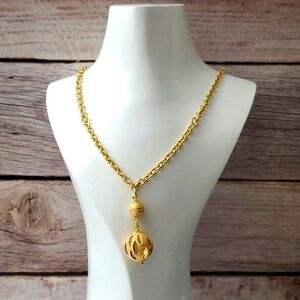 18K Gold Italian Bead Solid Plated (?) Crafted Necklace